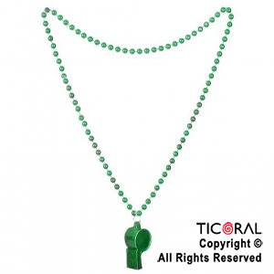 COLGANTE COLLAR DE CUENTAS CON SILBATO VERDE x 1